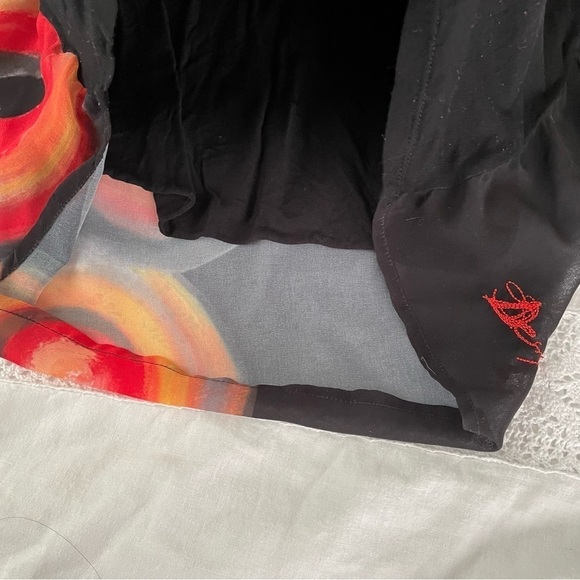 Desigual MEDIUM Black Red Circle Dot Spots Short sleeve Blouse top Shirt lined - Picture 6 of 6